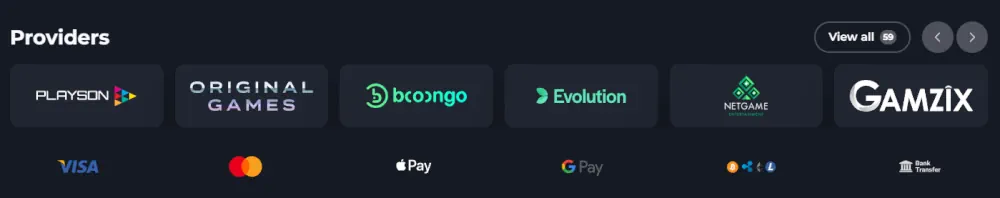FelixSpin erstklassige Softwareanbieter einschlieĂźlich Playson und Evolution Gaming.